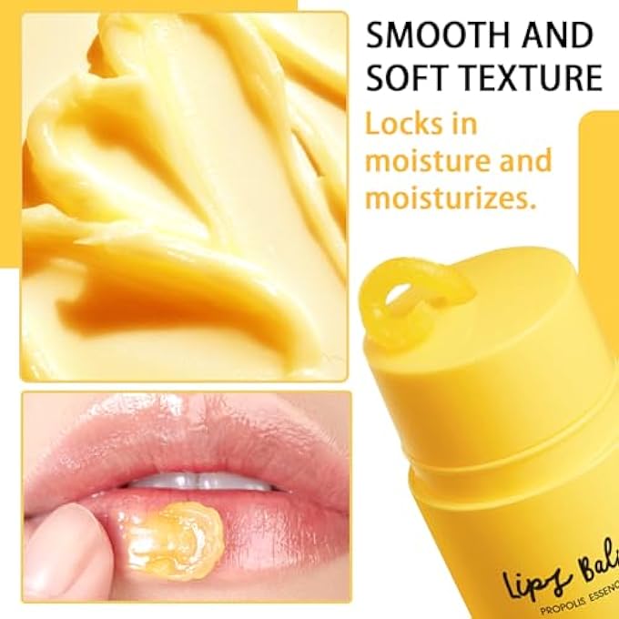 PPPanYiDi 2PCS HONEY LIP BALM AND LIP OIL SET, HYDRATING OVERNIGHT PROPOLIS LIP CARE SLEEPING MASK, MOISTURIZING LIP GLOW OIL LONG-LASTING PLUMPING BEE LIP BALM GLOSS STAIN GIFTS SET FOR WOMEN - Image 3